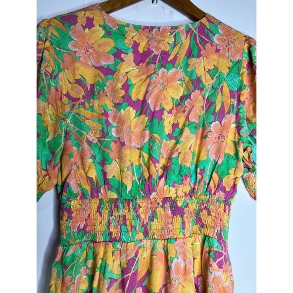 Lost + Wander Small Orange Green Pastel Floral Dress - Picture 10 of 11